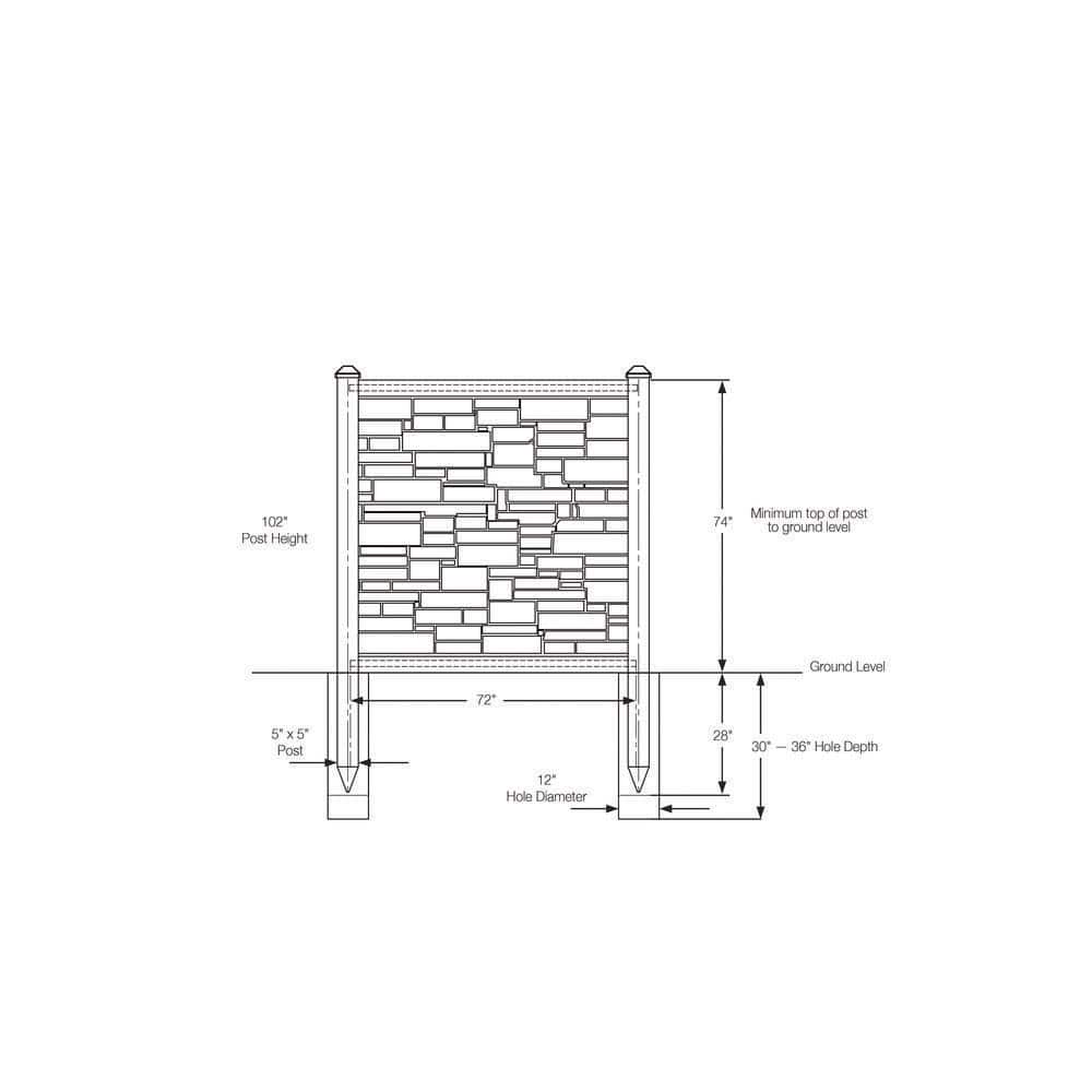 SimTek EcoStone 6 ft. H x 6 ft. W Gray Composite Fence Panel (3)