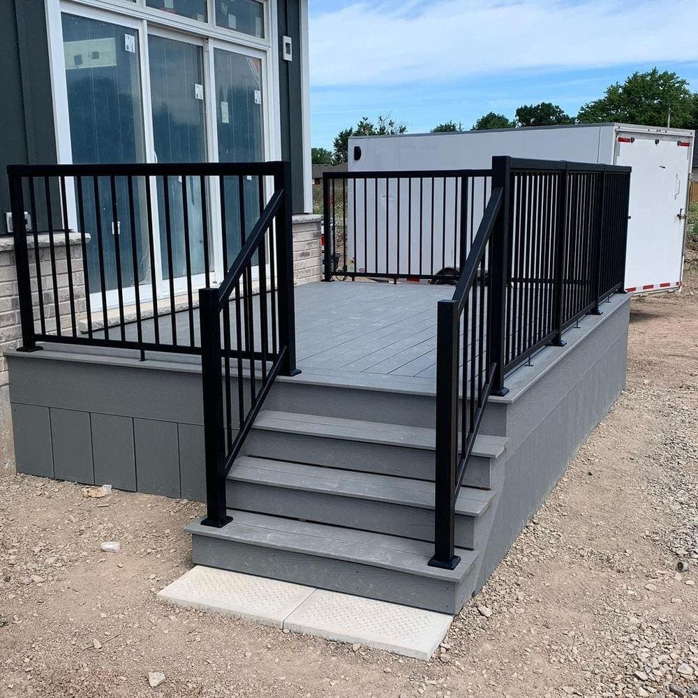 Vista 42 in. H x 2.5 in. W Black Aluminum Bottom Stair Post for Stair Railing Kit (3)