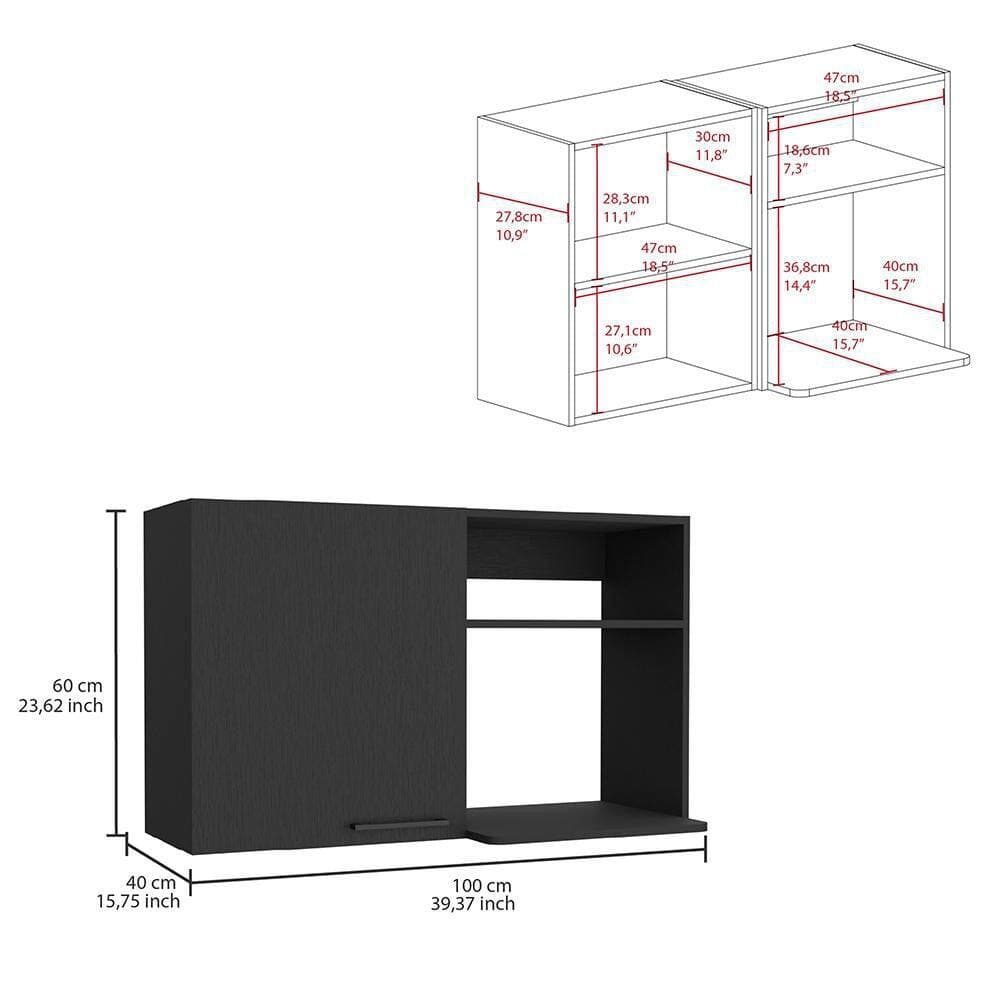 Tahanbath 39.37 in. W x 15.75 in. D x 23.62 in. H Bathroom Storage Wall Cabinet in Black with 4 Shelves and Door (3)