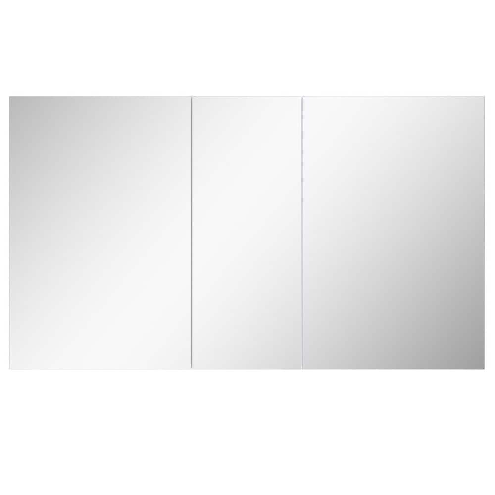 BWE 52 in. W x 30 in. H Rectangular Frameless Aluminum Medicine Cabinet with Mirror and Soft-Close Hinges (1)