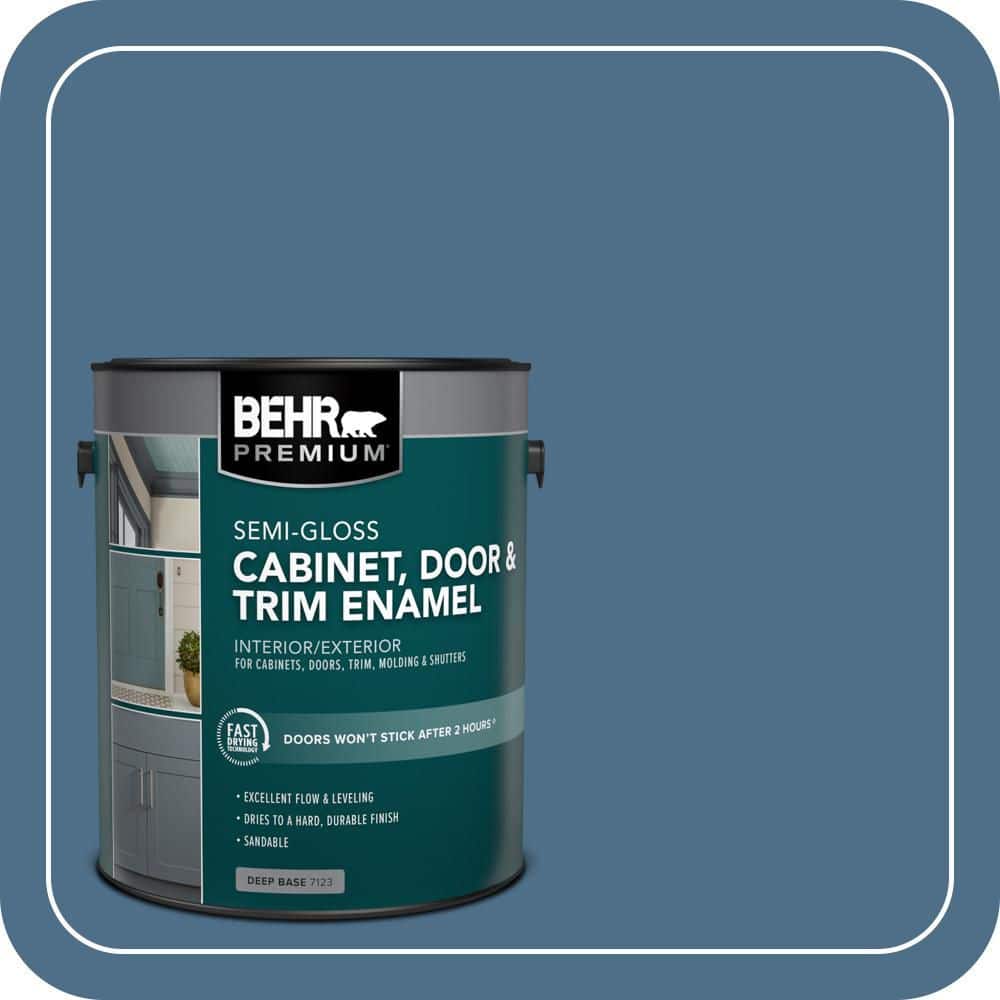 BEHR PREMIUM 1 gal. #570D-6 Neptune Blue Semi-Gloss Enamel Interior/Exterior Cabinet, Door & Trim Paint
