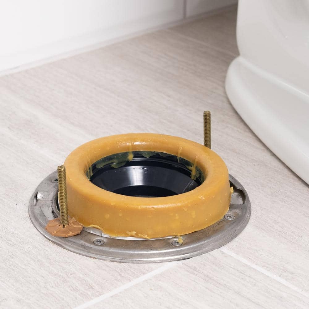 Oatey Johni-Ring 3 in. - 4 in. Standard Toilet Wax Ring with Plastic Horn and Johni-Quick Brass Toilet Bolts (2)