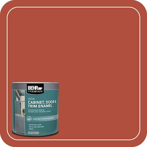 BEHR PREMIUM 1 qt. #MQ4-35 Torch Red Satin Enamel Interior/Exterior Cabinet, Door & Trim Paint (2)