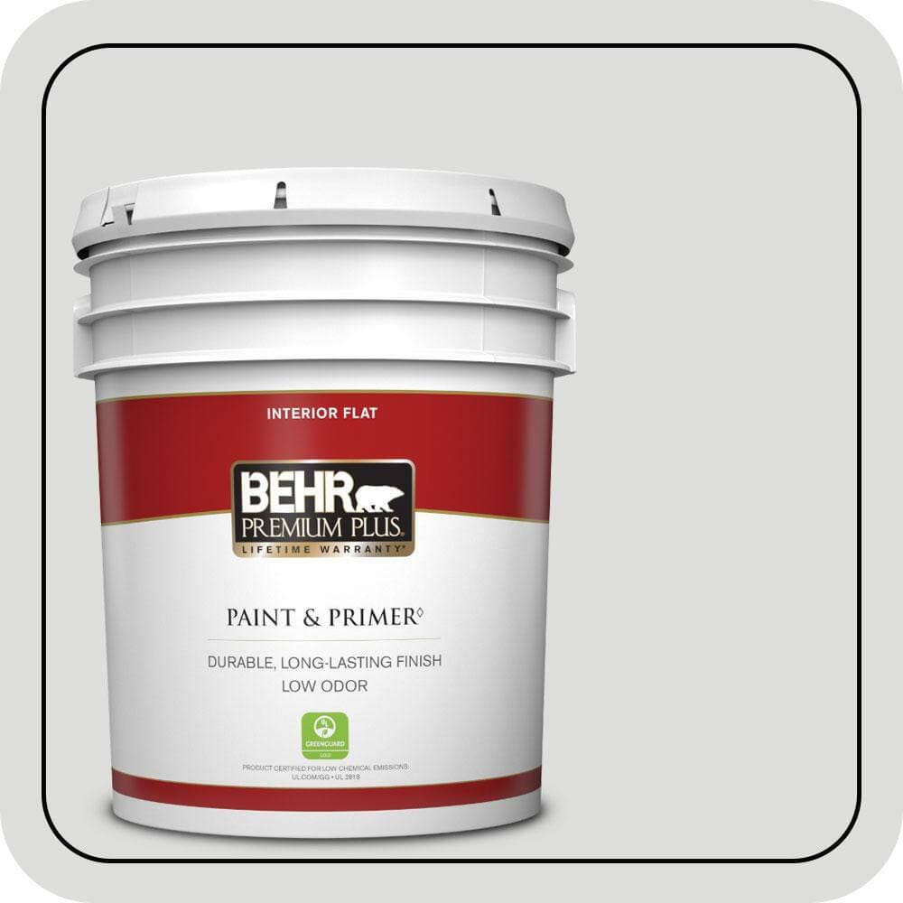 BEHR PREMIUM PLUS 5 gal. #MQ3-55 White Lie Flat Low Odor Interior Paint & Primer (1)