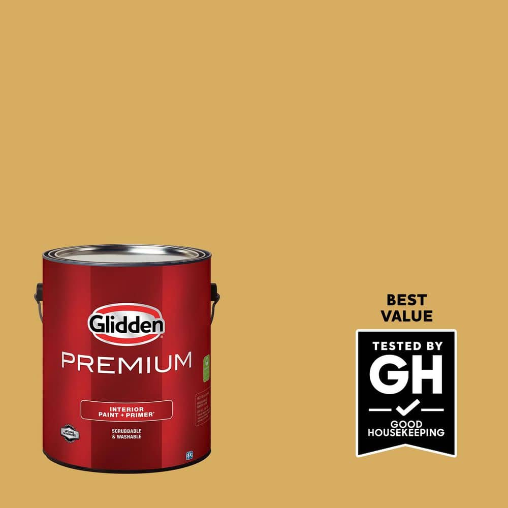 Glidden Premium 1 gal. PPG1106-5 Butterscotch Bliss Flat Interior Latex Paint