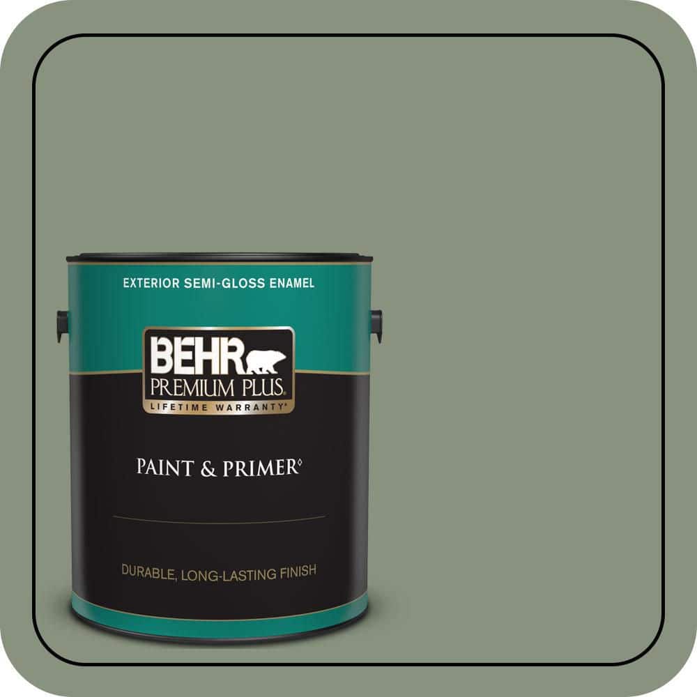 BEHR PREMIUM PLUS 1 gal. #N390-5 Eucalyptus Wreath Semi-Gloss Enamel Exterior Paint & Primer