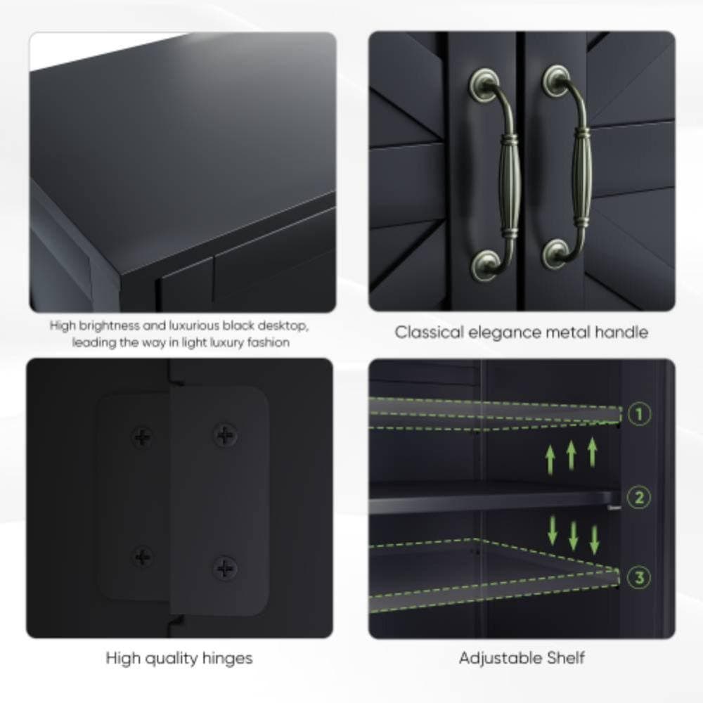 Unbranded 30 in. W x 12 in. D x 32.5 in. H Bathroom Black Linen Cabinet (3)