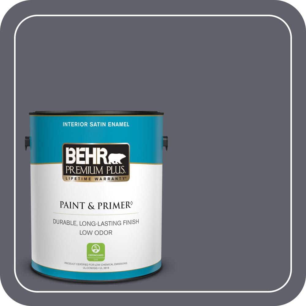BEHR PREMIUM PLUS 1 gal. #N540-6 Script Ink Satin Enamel Low Odor Interior Paint & Primer