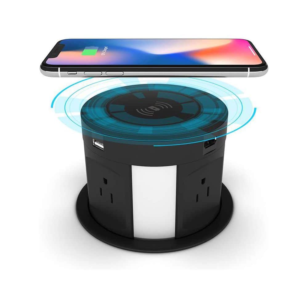 OBJLGEV Automatic Pop Up Outlet Surge Protector Retractable Recessed Power Strip with Wireless Charger USB HDMI RJ45 (3)