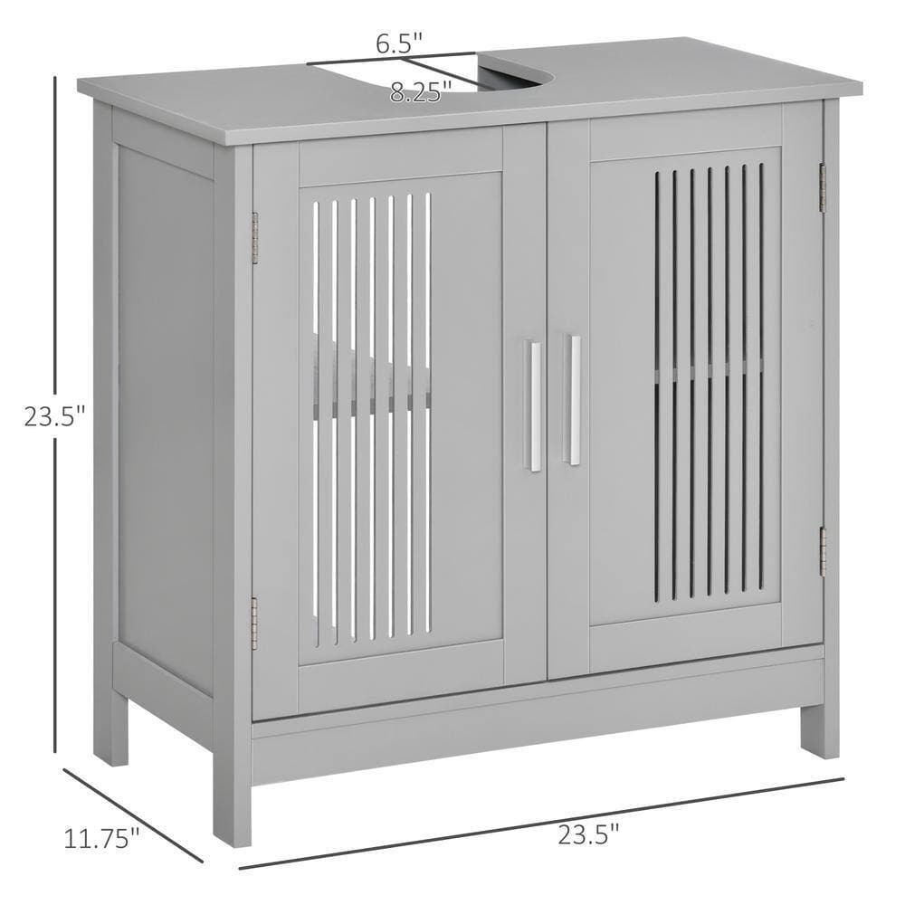 Tileon 23.5 in. W x 11.75 in. D x 23.5 in. H Bath Vanity Cabinet without Top in Gray, Bath Cabinet with Adjustable Shelves (2)