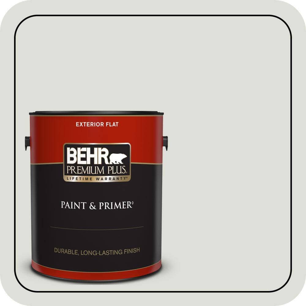 BEHR PREMIUM PLUS 1 gal. #PPU25-11 Salt Cellar Flat Exterior Paint & Primer (1)
