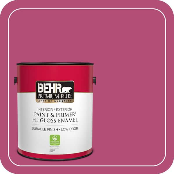 BEHR PREMIUM PLUS 1 gal. #P120-6 Diva Glam Hi-Gloss Enamel Interior/Exterior Paint & Primer (2)