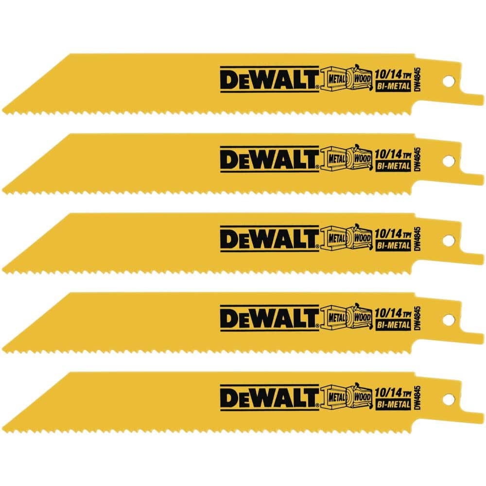 DEWALT 6 in. 10/14 TPI Straight Back Bi Metal Reciprocating Saw Blade (5-Pack) (1)