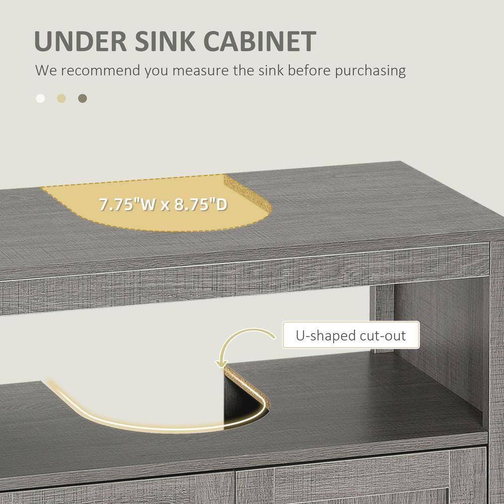 Tileon 23.5 in. W x 11.75 in. D x 23.5 in. H Bath Vanity Cabinet without Top in Gray, Under Sink Cabinet with 2-Doors (3)