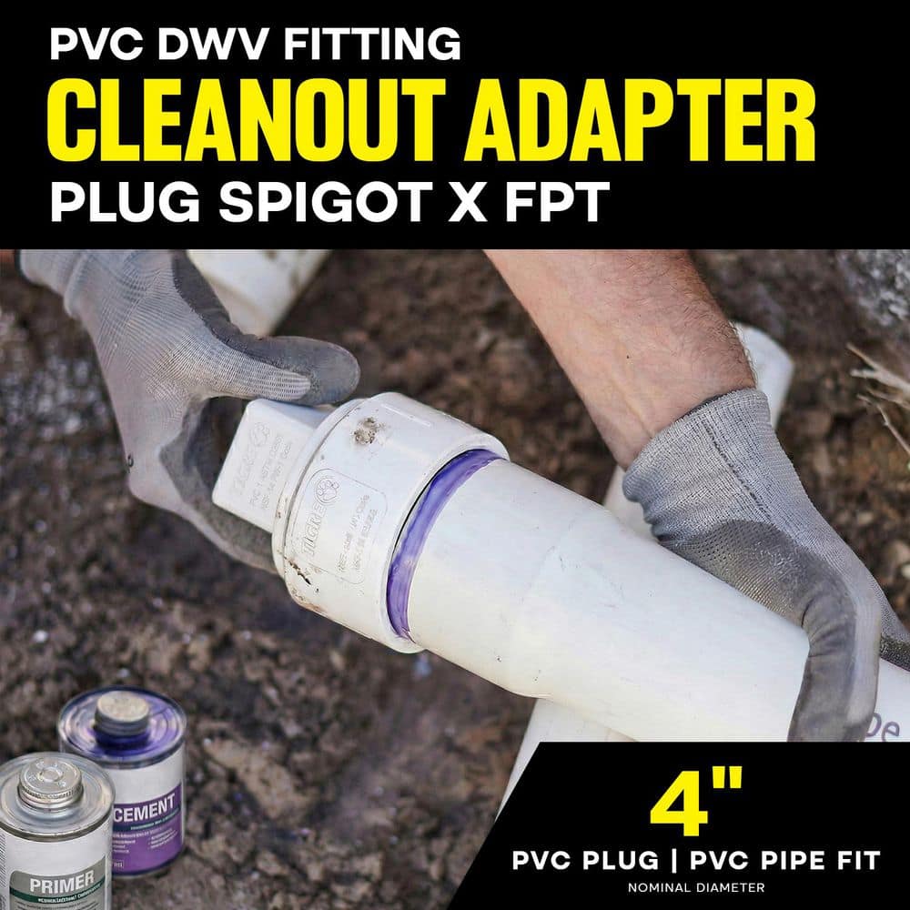 PLUMBFLEX 4 in. White Rigid PVC DWV Cleanout Adapter with C.O. Plug, Slip x Female Pipe Thread Drain, Waste & Vent Systems (10-Pk) (3)
