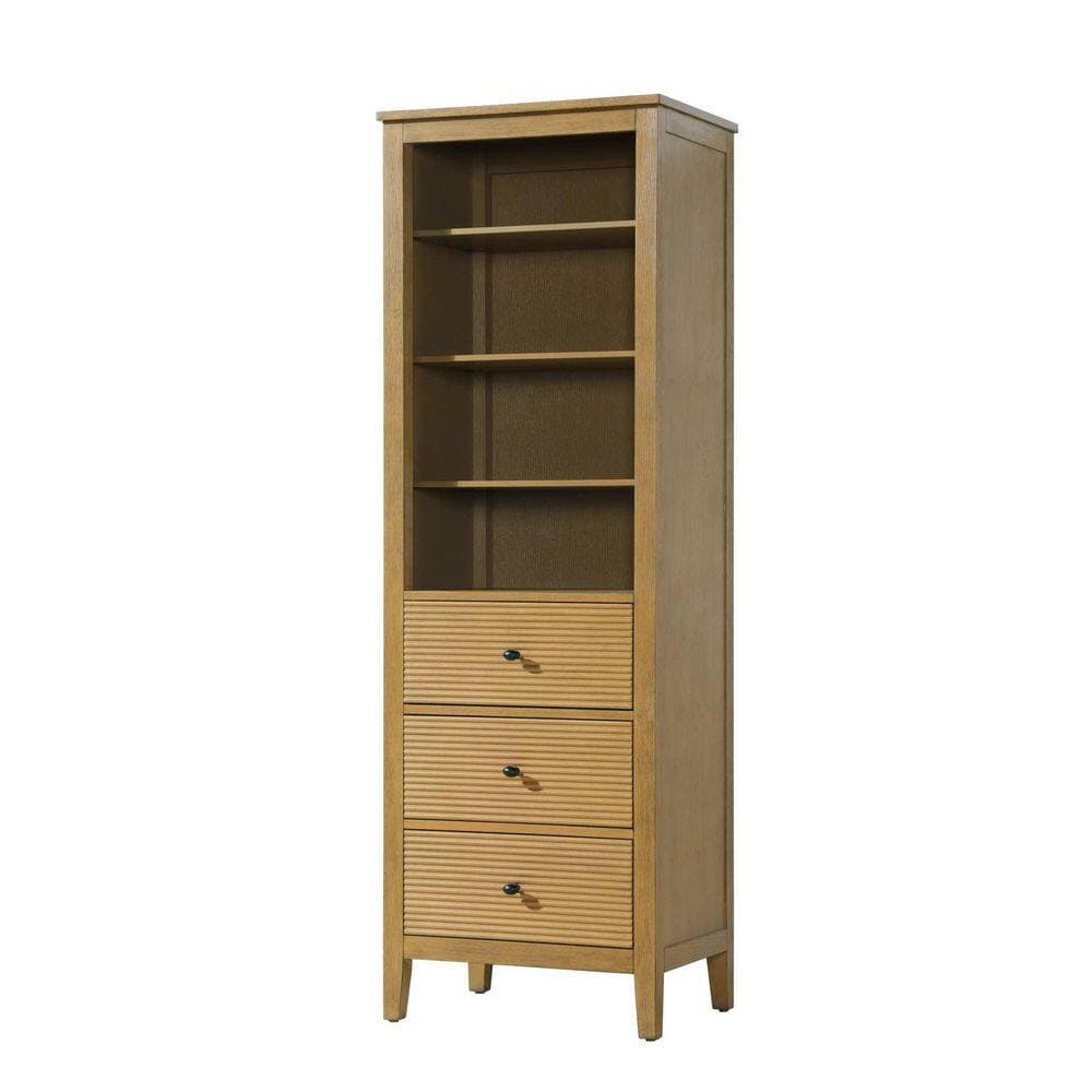 TIMELESS HOME 24 in. W x 18 in. D x 72 in. H Brown Freestanding Linen Cabinet in Honey Teak (2)