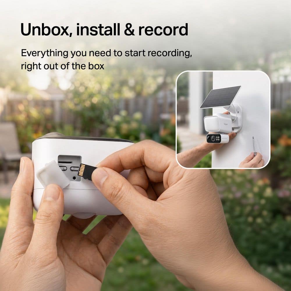 TP-LINK Tapo 2k Solar Charged Battery Powered Pan/Tilt Floodlight Security Camera, 360º AI Tracking, No Subscription Fees (3)