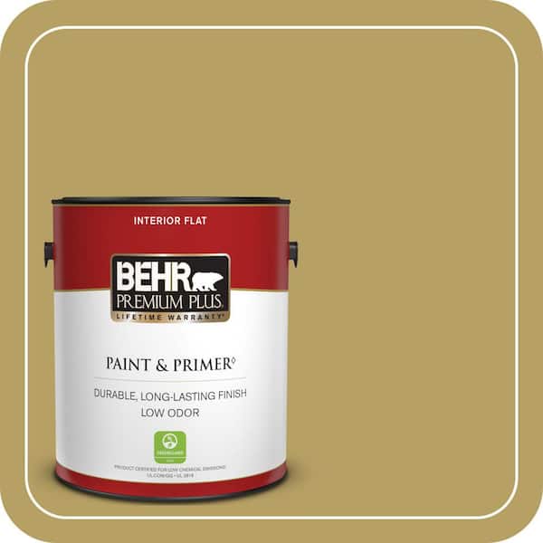 BEHR PREMIUM PLUS 1 gal. #PPU6-19 Chameleon Flat Low Odor Interior Paint & Primer (2)