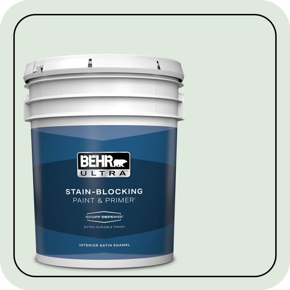 BEHR ULTRA 5 gal. #460E-1 Meadow Light Extra Durable Satin Enamel Interior Paint & Primer