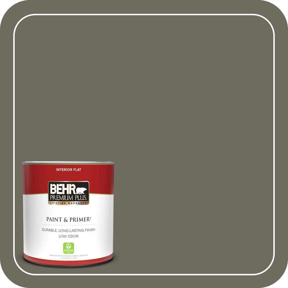 BEHR PREMIUM PLUS 1 qt. #N370-6 Gladiator Gray Flat Low Odor Interior Paint & Primer