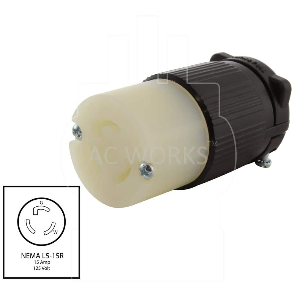 AC WORKS 15 Amp 125-Volt NEMA L5-15R 3-Prong Industrial Grade Locking Female Connector (2)