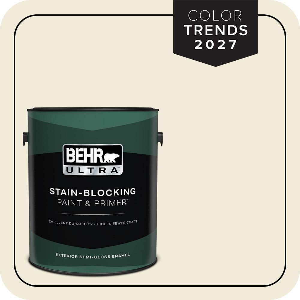 BEHR ULTRA 1 gal. #PPU7-13 Coastal Beige Semi-Gloss Enamel Exterior Paint & Primer