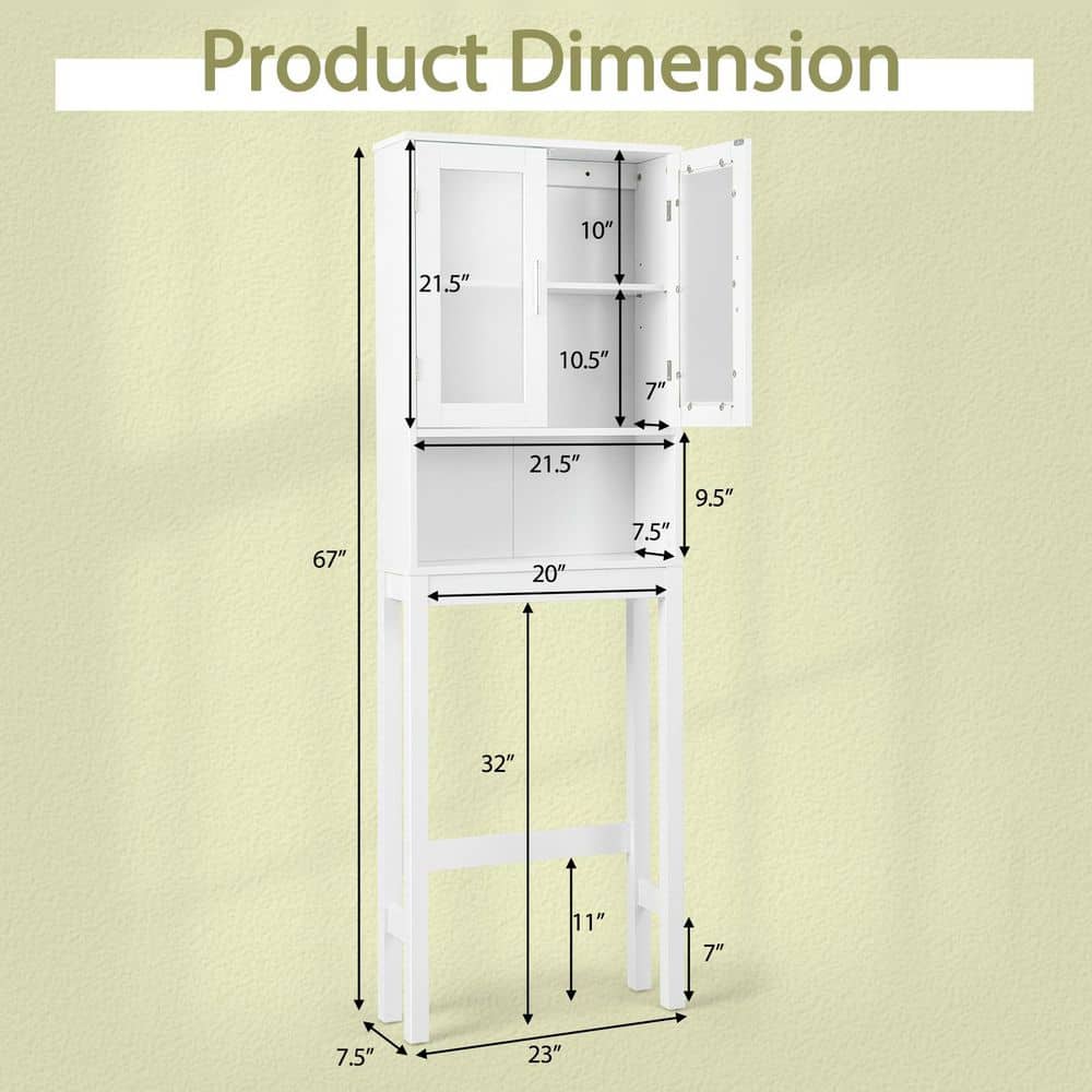 ANGELES HOME 23 in. W x 67 in. H x 7.5 in. D White Over The Toilet Storage with Adjustable Shelf (3)