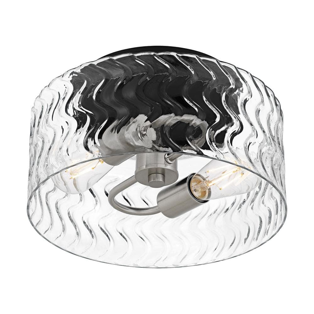 DSI LIGHTING Elara 12 in. 2-Light Matte Black and Brushed Nickel Modern Flush Mount with Clear Textured Glass Shade (4)