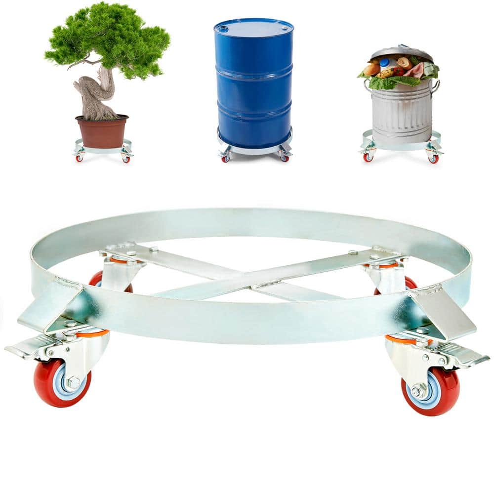 SVOPES 55 gal. Heavy-Duty Drum Dolly, 1000 lbs. Load Capacity, Barrel Caddy Cart, Non-Tipping Hand Truck, Steel Frame