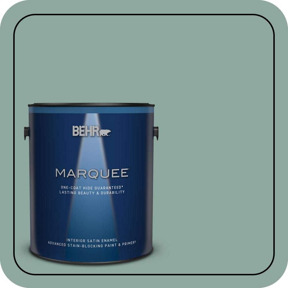 BEHR MARQUEE 1 gal. #S430-4 Green Meets Blue One-Coat Hide Satin Enamel Interior Paint & Primer