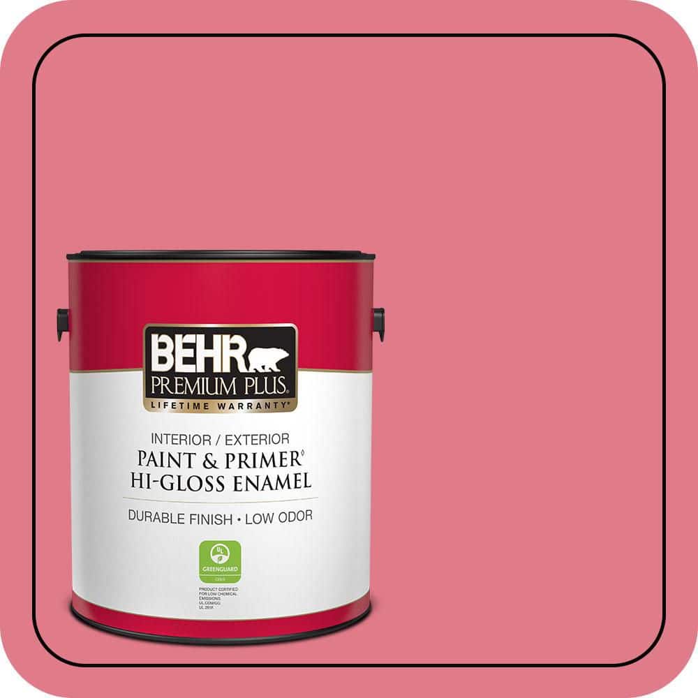 BEHR PREMIUM PLUS 1 gal. #P150-4 Hot Gossip Hi-Gloss Enamel Interior/Exterior Paint & Primer (1)