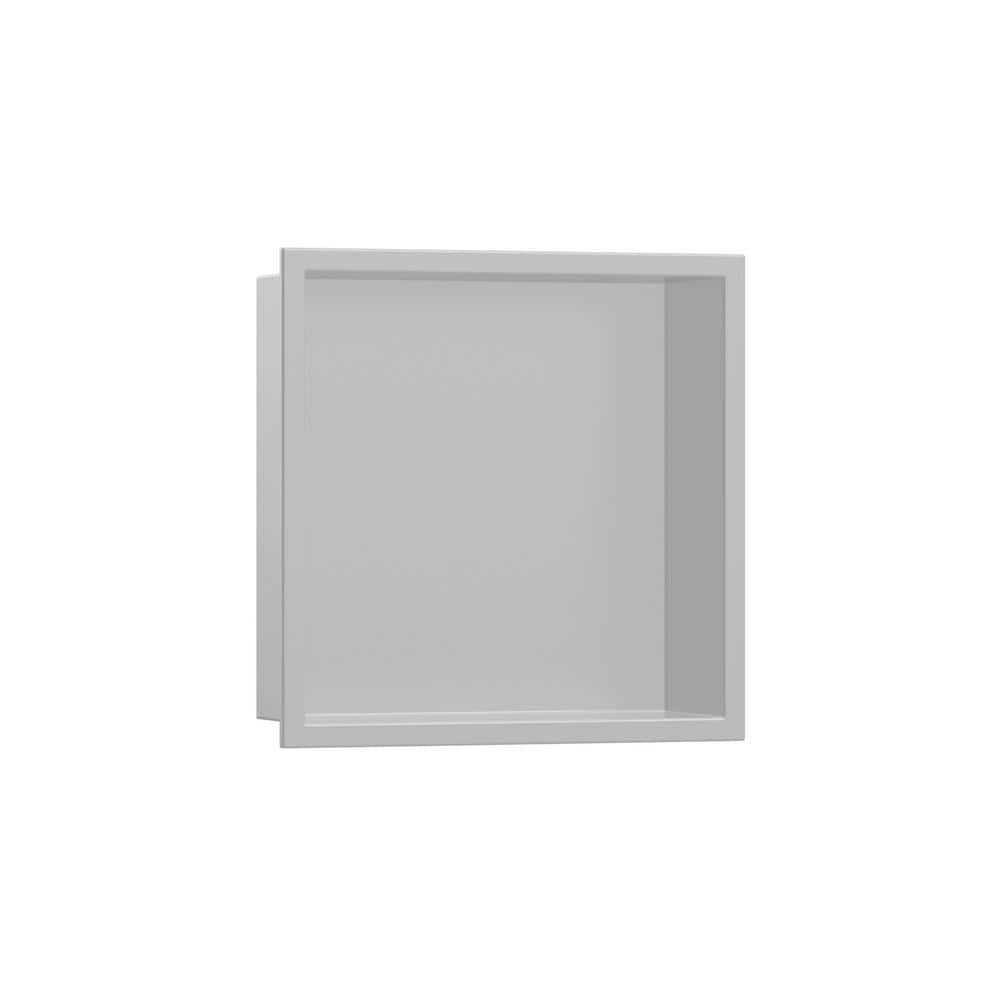 Hansgrohe XtraStoris Original 15 in. W x 15 in. H x 4 in. D Stainless Steel Shower Niche in Concrete Grey (1)