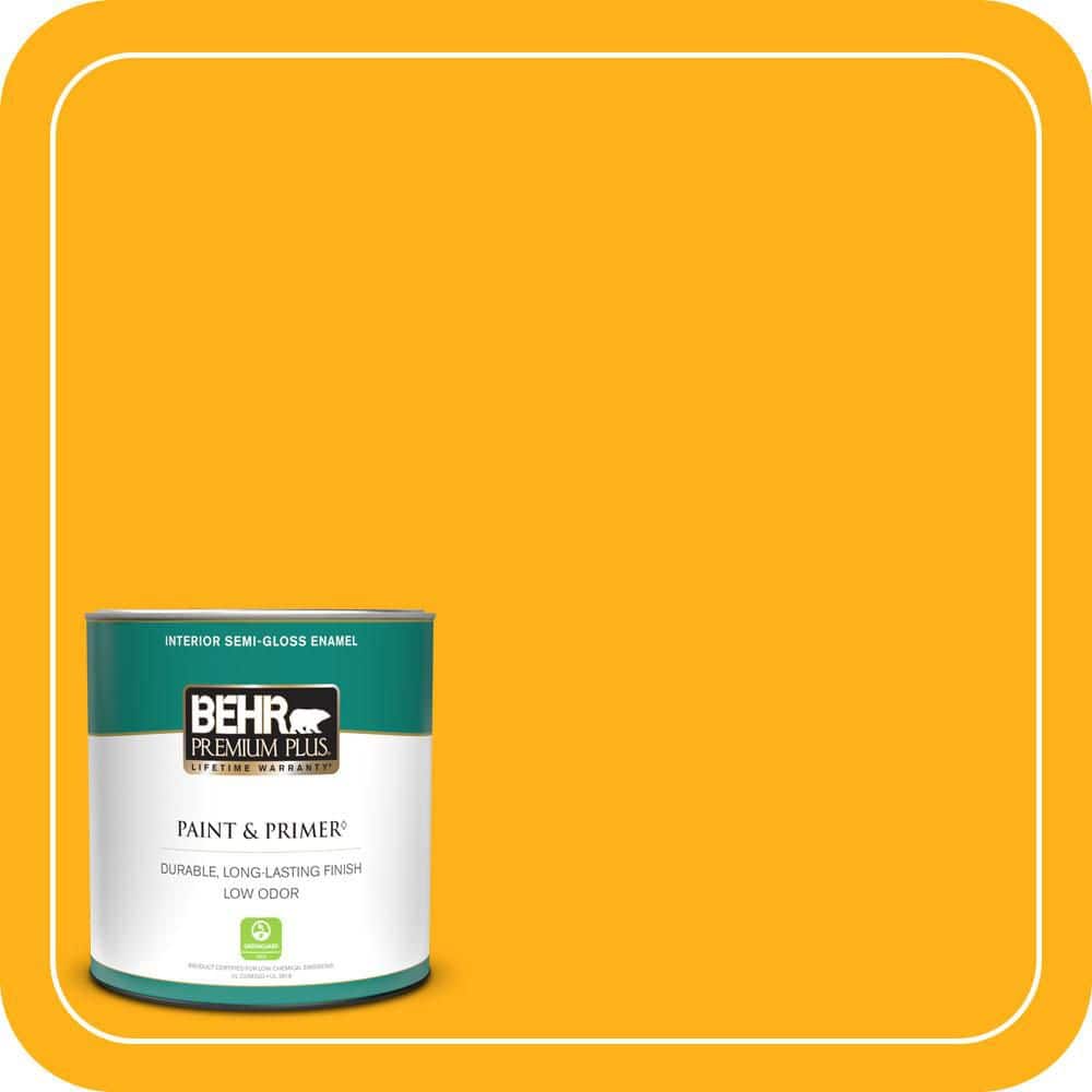 BEHR PREMIUM PLUS 1 qt. #S-G-340 Sun Ray Semi-Gloss Enamel Low Odor Interior Paint & Primer