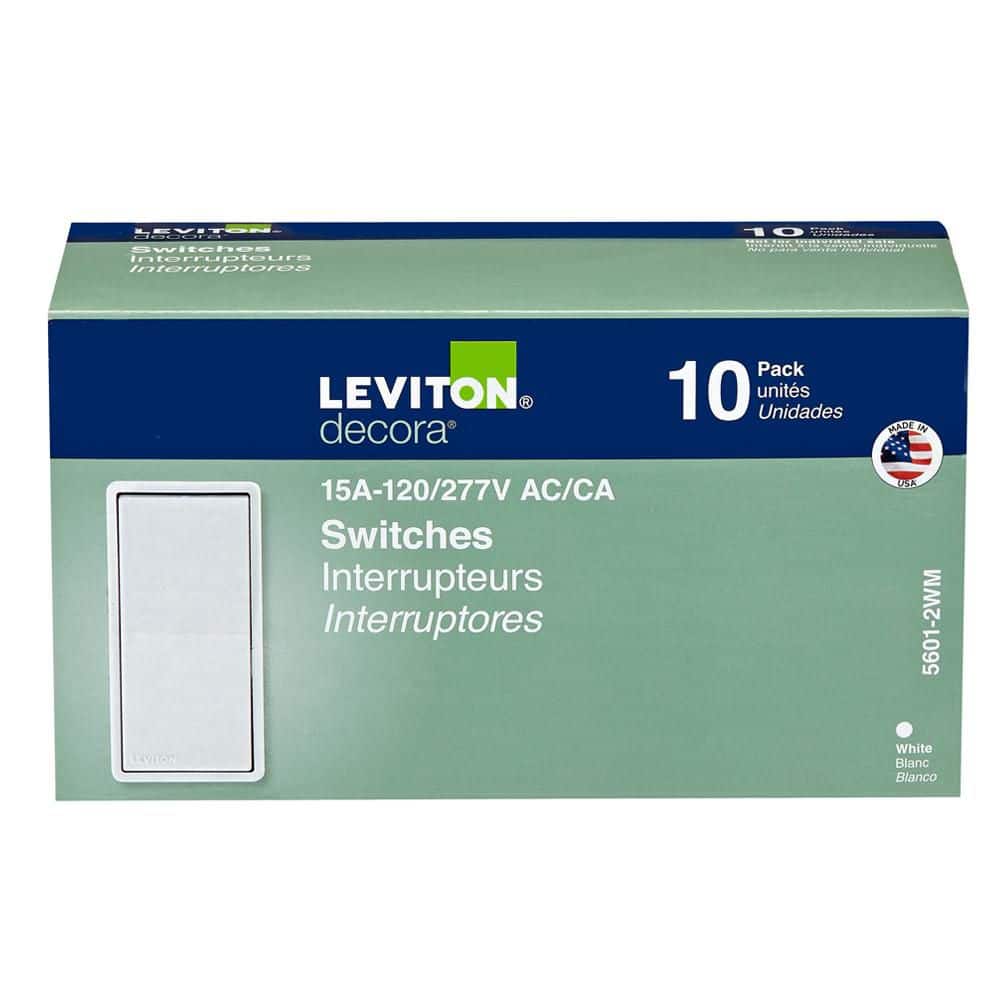 Leviton Decora Single Pole Rocker AC Quiet Light Switch (2)