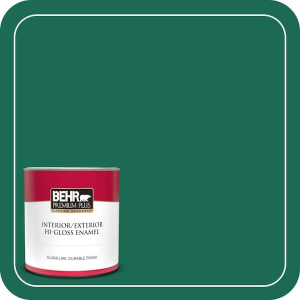 BEHR PREMIUM PLUS 1 qt. #480B-7 Clover Brook Hi-Gloss Enamel Interior/Exterior Paint & Primer (2)