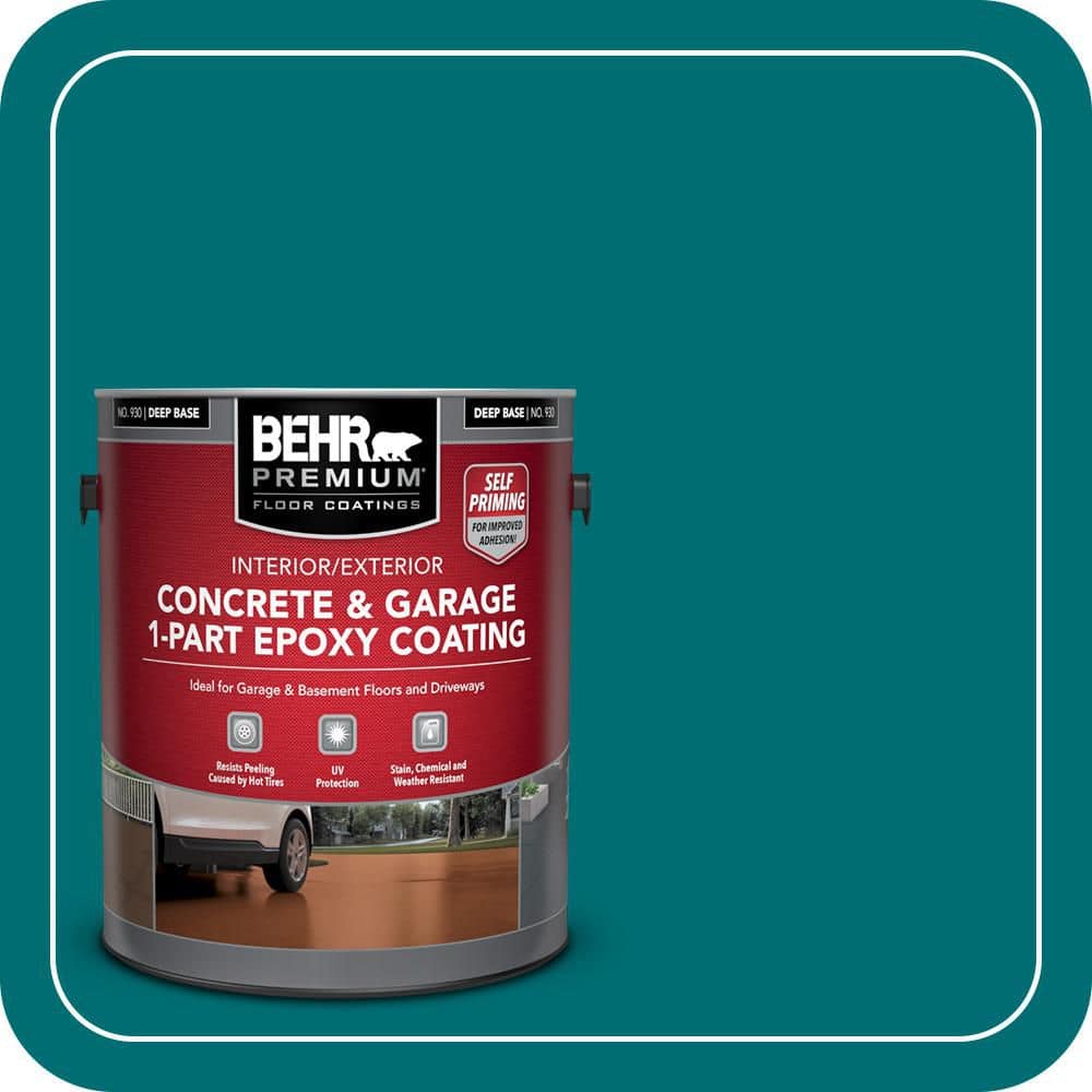 BEHR PREMIUM 1 gal. #MQ6-35 Teal Motif Self-Priming 1-Part Epoxy Satin Interior/Exterior Concrete and Garage Floor Paint (1)