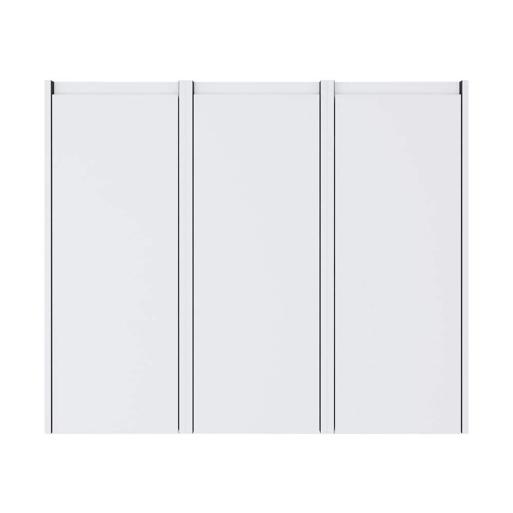 Siavonce 10 in. W x 36 in. D x 30 in. H Bathroom Side Linen Cabinet, with 3 Buffer Doors, White (1)