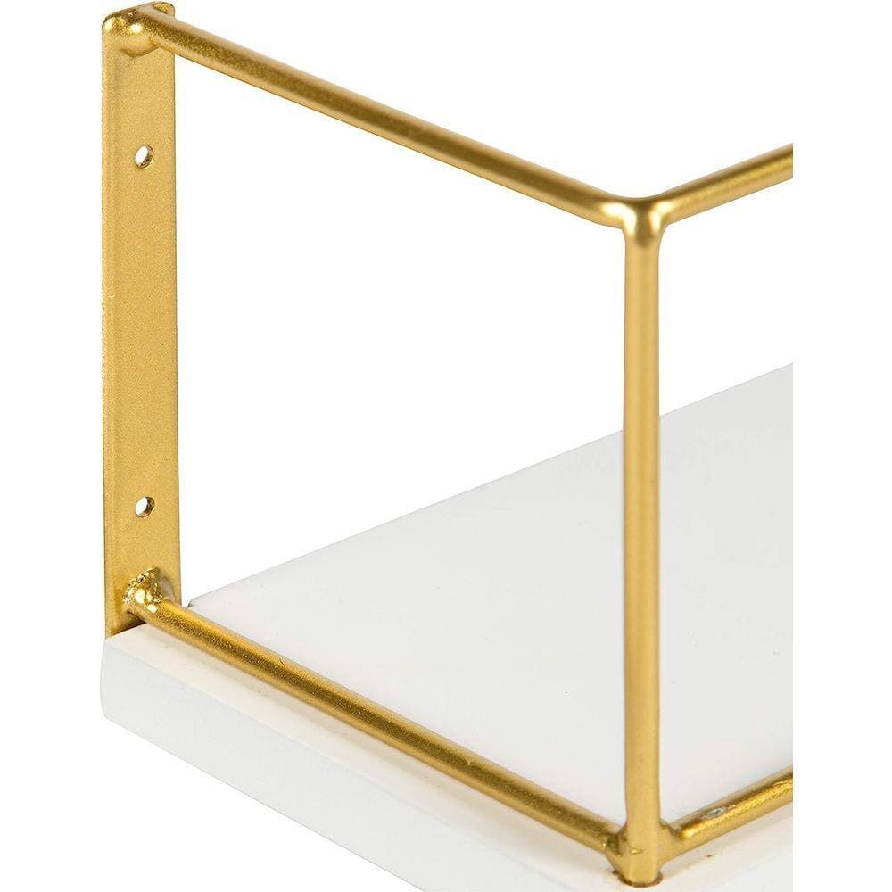 Dyiom 24 in. W x 4 in. H x 4 in. D White/Gold Over The Toilet Storage Bathroom Shelves, Wall Mounted with Adjustable Shelves (2)
