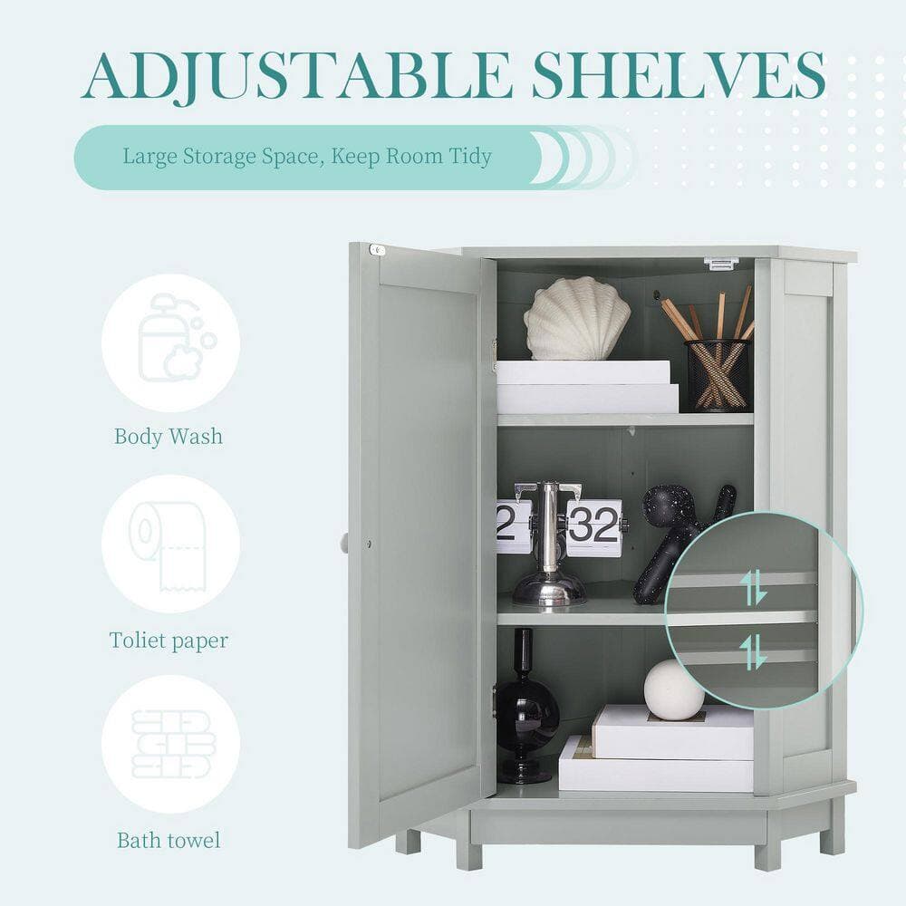 Siavonce 18 in. W x 18 in. D x 31 in. H Triangular Corner Bathroom Linen Cabinet with Adjustable Shelves, Gray (3)