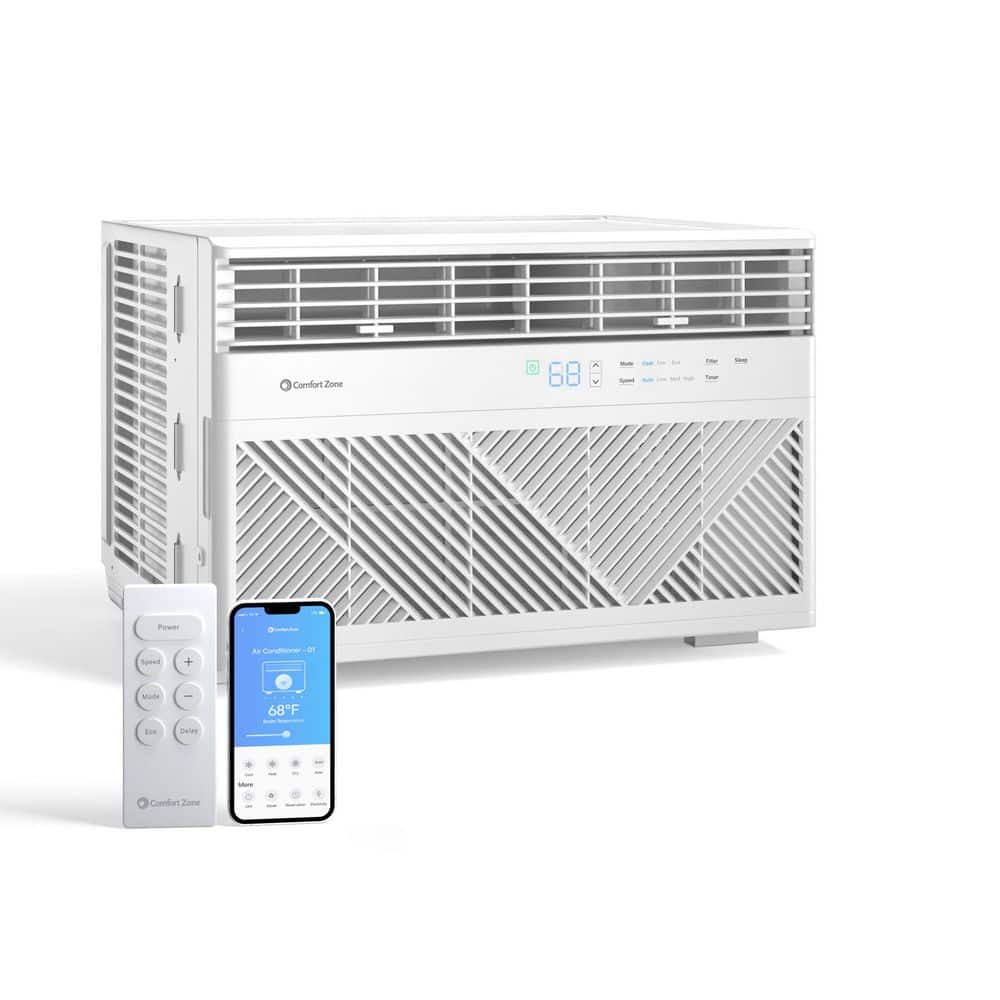 Comfort Zone 8,000 BTU 115 Volts Smart Window Air Conditioner Cools 350 sq. ft. with Remote and WiFi Enabled in White (3)