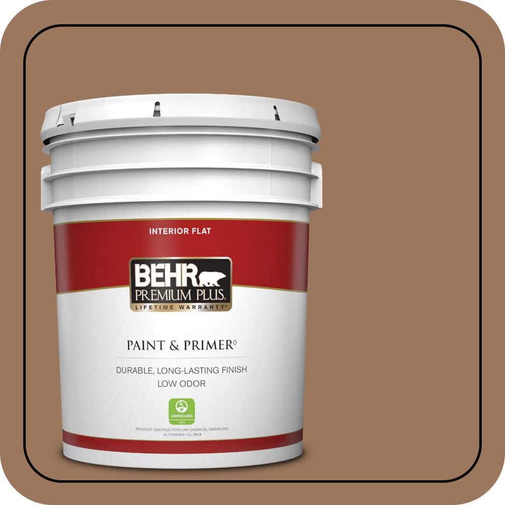 BEHR PREMIUM PLUS 5 gal. #S220-6 Baked Sienna Flat Low Odor Interior Paint & Primer