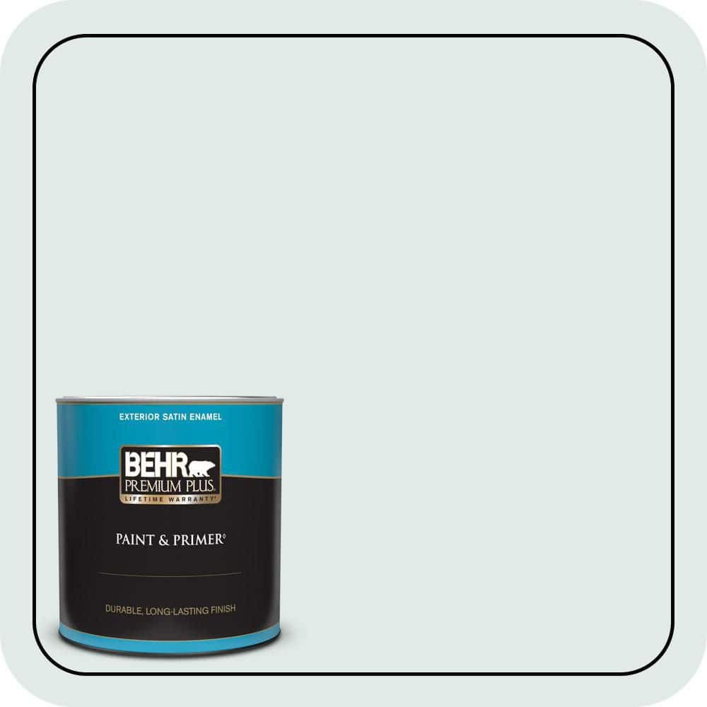BEHR PREMIUM PLUS 1 qt. #W-D-520 Clear View Satin Enamel Exterior Paint & Primer