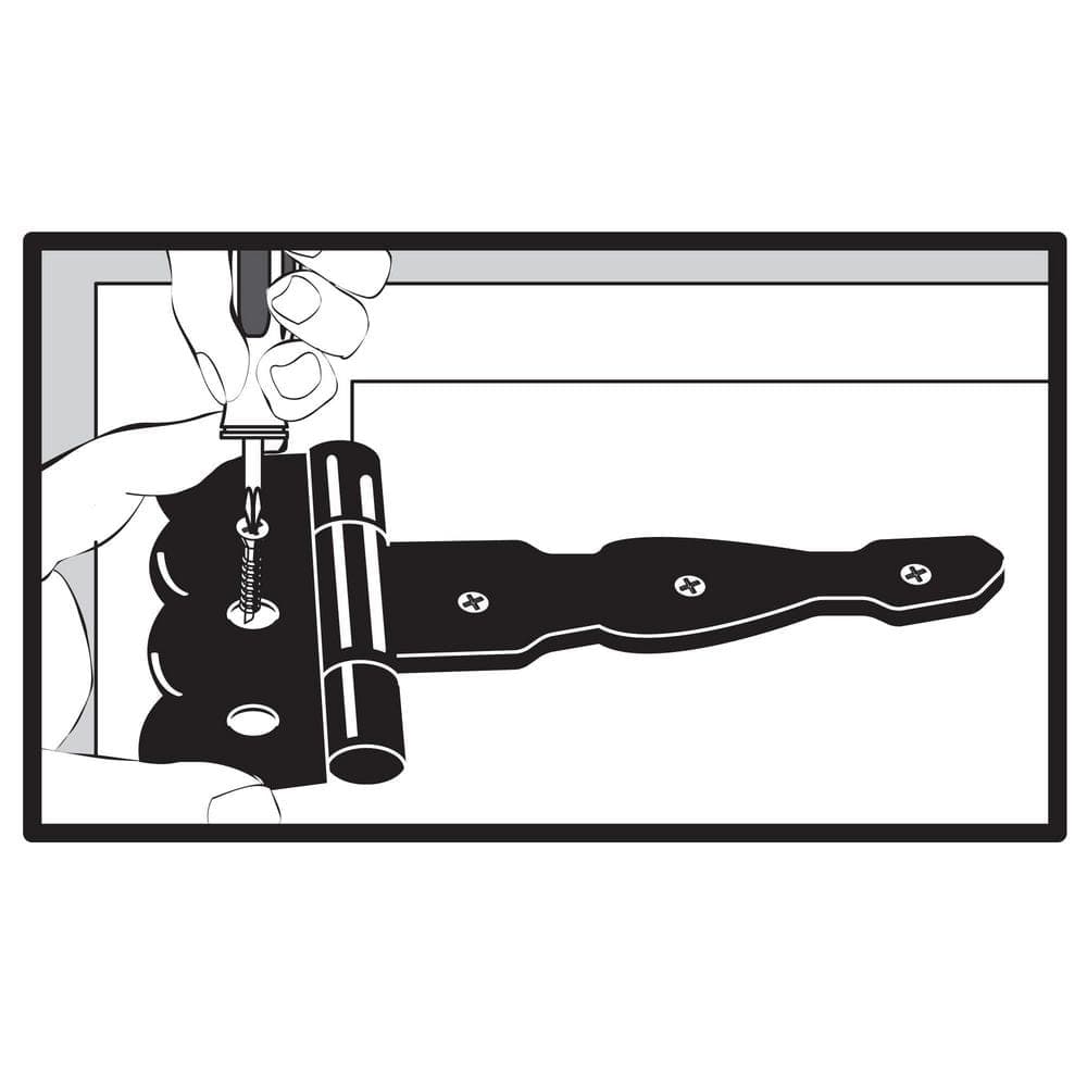 Everbilt 8 in. Standard Black Stainless Steel Heavy-Duty Surface Mount Decorative Tee Hinge (3)