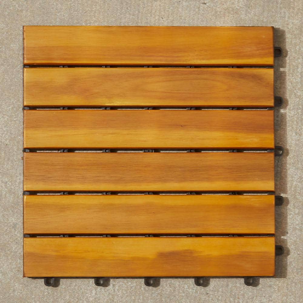 Tidoin Outdoor 1 ft. x 1 ft. Wood Deck Tile in Brown (10 Per Box) (3)