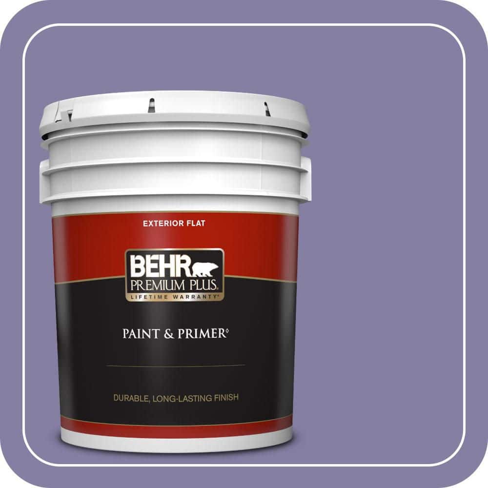 BEHR PREMIUM PLUS 5 gal. #640D-6 Chinese Violet Flat Exterior Paint & Primer