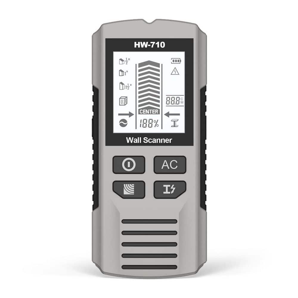 Unbranded Stud Finder Wall Scanner 5-in-1 Upgraded Chip Detects Wood Metal AC Wire Pipe LCD Display Audio Alarm Sky Silver