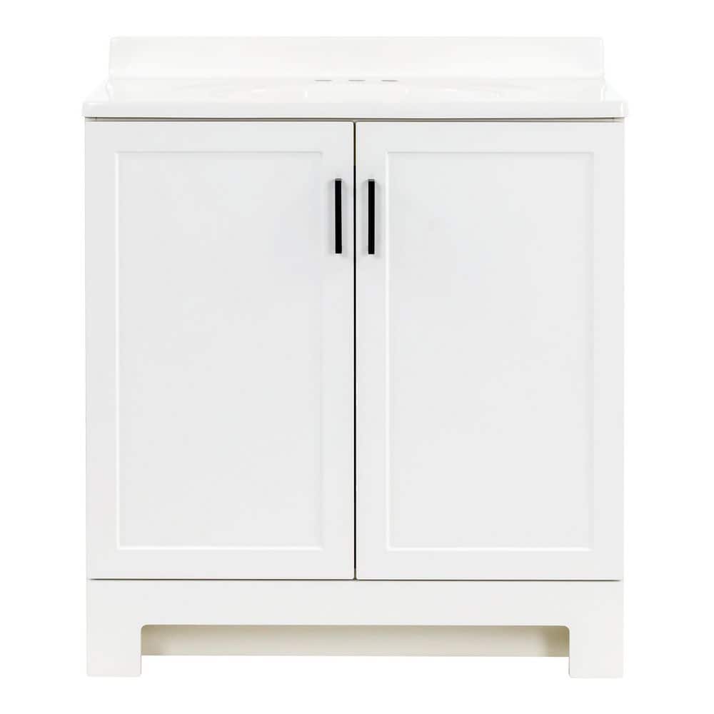 Glacier Bay Oakley 31 in. Single Sink White Freestanding Bath Vanity with White Cultured Marble Top (Assembled) (3)