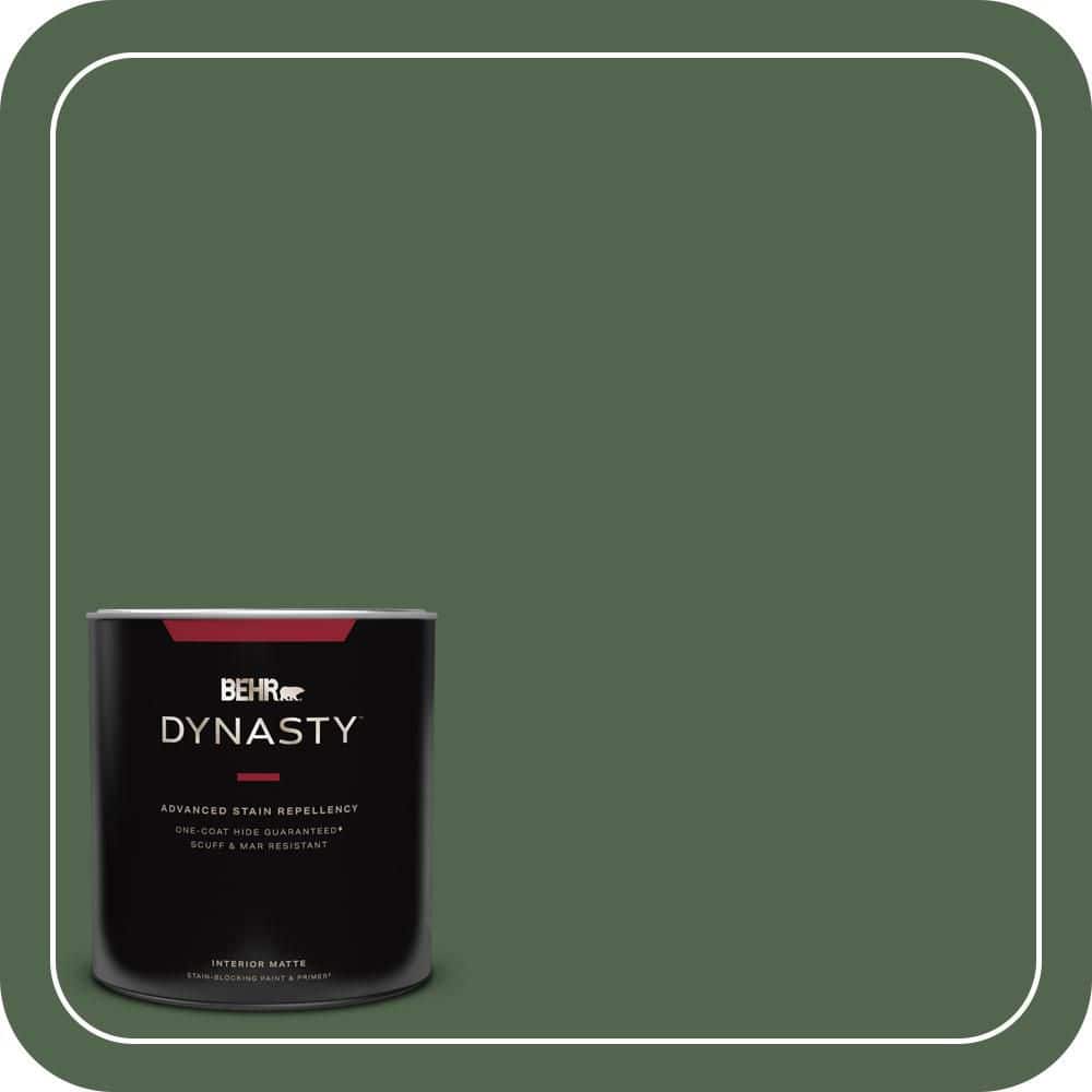 BEHR DYNASTY 1 qt. #S410-7 Equestrian Green One-Coat Hide Matte Interior Stain-Blocking Paint and Primer