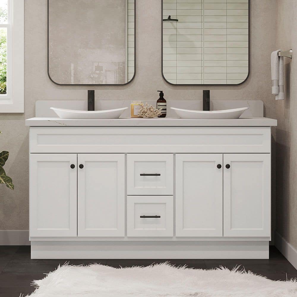 Glacier Bay Canfield 60 in. Bathroom Vanity Cabinet without Top in White (Assembled)