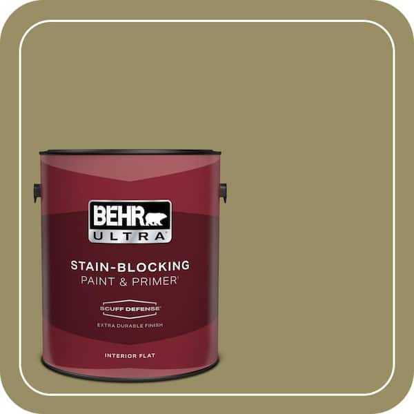 BEHR PREMIUM PLUS #390F-6 Tate Olive Enamel & Primer Color Sample (4)